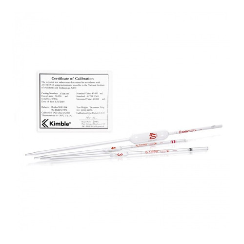 KIMBLE KIMAX Volumetric Pipet, Class A, TD, Serialized and Certified, 25mL, 3-pk