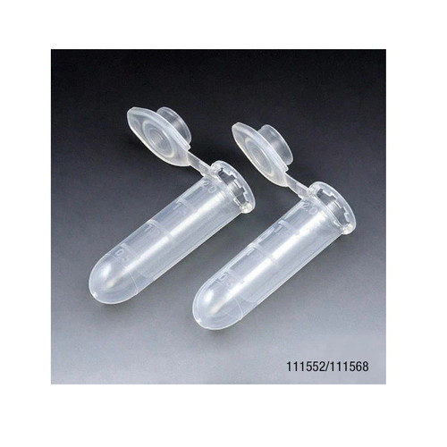 Microcentrifuge Tube, 2mL, PP, Attached Snap Cap, Graduated, Natural, 1000-pk