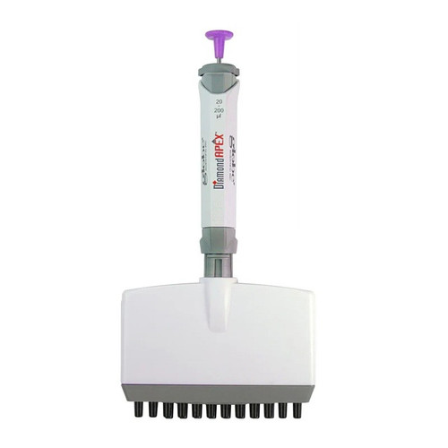 2 - 20µL Pipette, DiamondAPEX, Fully Autoclavable, 12-Channel, Adjustable Volume, Yellow