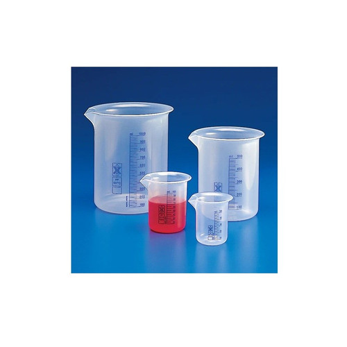 Beaker, Polypropylene, Printed Graduations, 1000mL, 4-pk