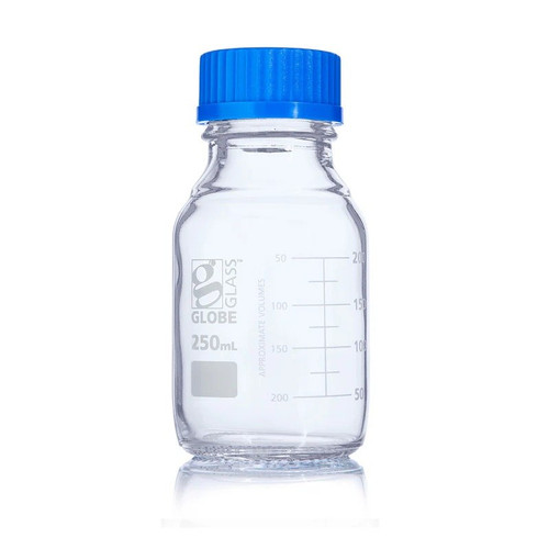 250mL Clear Media Bottle, Globe Glass, 10-pk