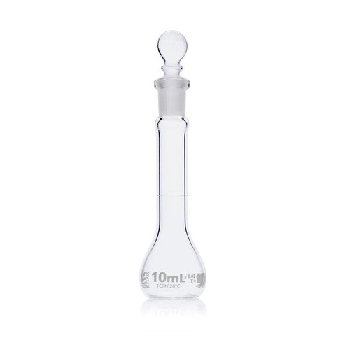10mL Volumetric Flask, Globe Glass, Class A, Wide Mouth, 12-cs