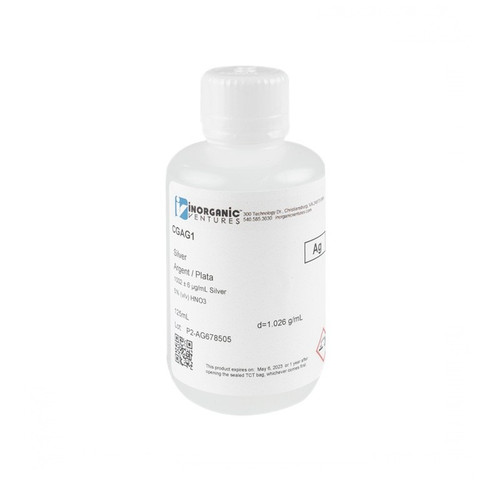 1000 ppm (µg/mL) Silver for ICP, 125mL