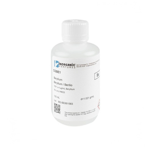 1000 ppm (µg/mL) Beryllium for ICP, 125mL