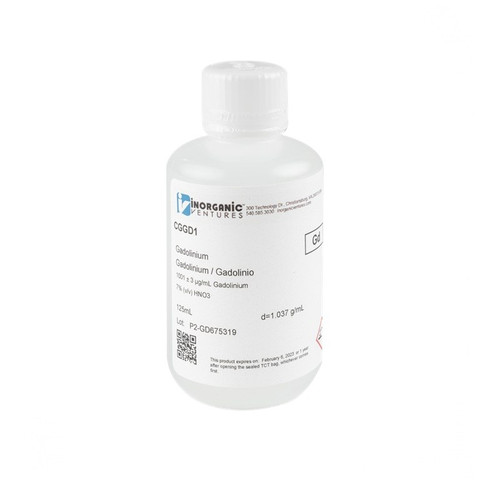 1000 ppm (µg/mL) Gadolinium for ICP, 125mL