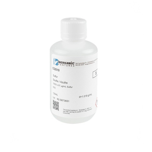 10,000 ppm (µg/mL) Sulfur for ICP, 125mL