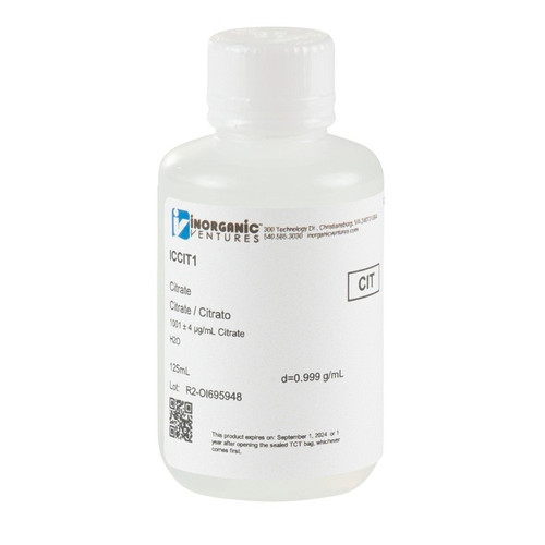 1000 ppm (µg/mL) Citrate for IC, 125mL