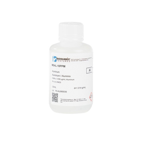 10µg/mL Aluminum, 10% v/v Nitric Acid, 125mL