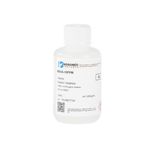 10µg/mL Arsenic, 2% v/v Nitric Acid, 125mL