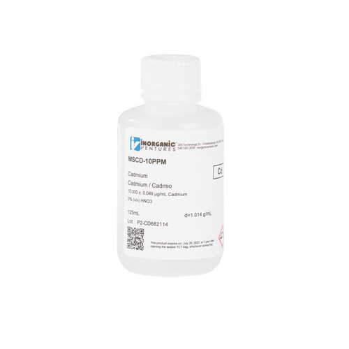 10µg/mL Cadmium, 3% v/v Nitric Acid, 125mL