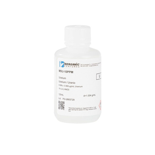 10 ppm (µg/mL) Uranium for ICP-MS, 125mL