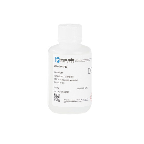 10µg/mL Vanadium for ICP, 125mL