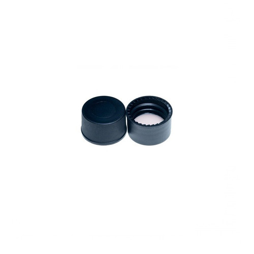 13-425mm Screw Cap, Solid Top, Black Polypropylene PTFE/F217 Lined Cap, 1,000-cs