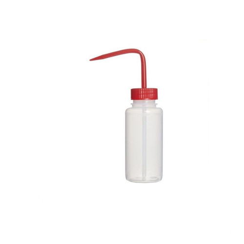 Bel-Art Wide-Mouth Wash Bottle, LDPE, Red Cap, 250mL, 6-pk