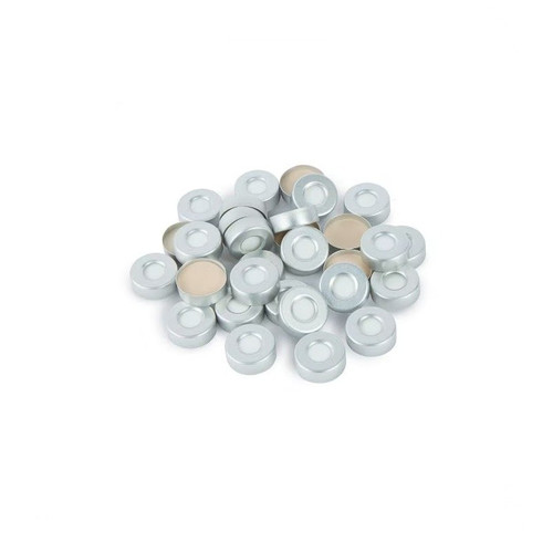 20mm Aluminum Crimp Caps, PTFE/Silicone, Silver, 1000-cs