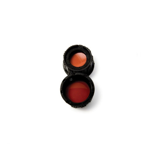 13-425mm Black Screw Cap, PTFE/Red Rubber, 100-pk