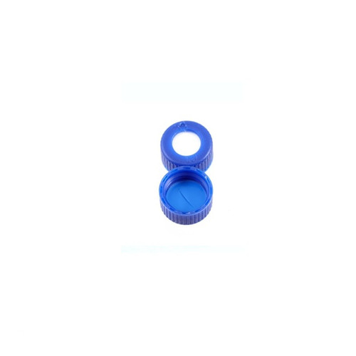 SureSTART Blue, 9 mm Screw Caps, Level 1, White Silicone/Red PTFE; Pre-slit, Bonded, 100-pk