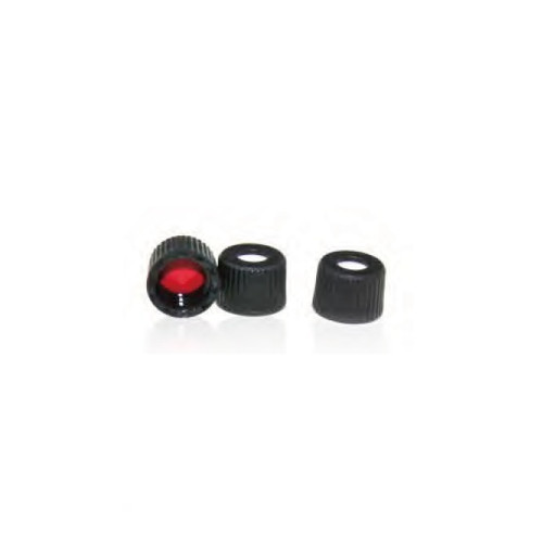 8mm Screw Closure, Red PTFE/White Silicone, Black, 100-pk