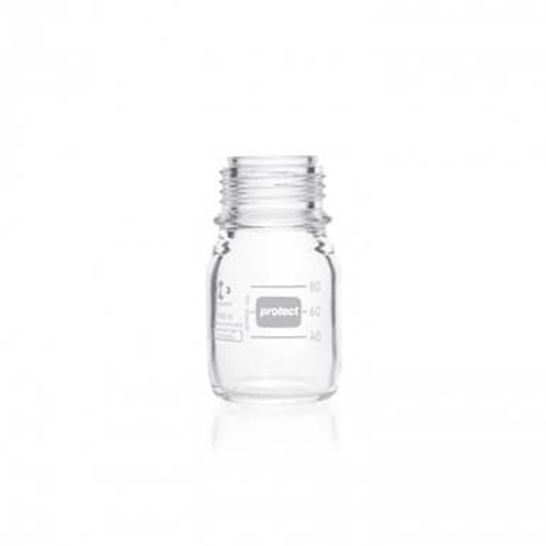 DURAN® Laboratory Bottle GL 45, Protect coated Clear, Supplied as bottle only, no cap, 100mL, 10-pk