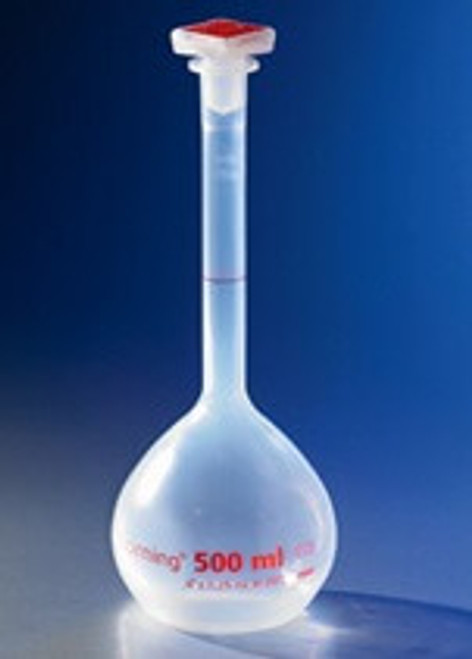 Corning 1L Reusable Plastic Volumetric Flask, Class A, w/ Tapered Polypropylene Stopper, 3-pk