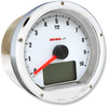 KOSO NORTH AMERICA TNT-01R Universal Electronic Speedometer/Tachometer - White Face/Chrome Casing BA035W00