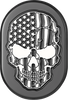 FIGURATI DESIGNS Antenna Cover - Left Rear Fender - Contrast Cut American Flag Skull - Black/Enameling FD28-AC-BLK-LT