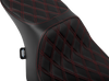 DRAG SPECIALTIES Predator 2-Up Seat - Vinyl - Double Diamond Red Stitch - w/o Backrest - FLTR/FLHX '23-'24 4692D