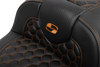 SADDLEMEN Roadsofa* Extended Reach Seat - with Backrest - Honeycomb - Orange Stitch - FLTR/FLHX '23-'24 823-07-190B3