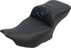 SADDLEMEN Roadsofa* Extended Reach Seat - with Backrest - Honeycomb - Blue Stitch - FLTR/FLHX '23-'24 823-07-190B1
