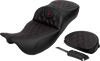 SADDLEMEN Roadsofa* Extended Reach Seat - Lattice Stitch - Wine Berry Stitch - with Backrest - FL '08-'23 808-07B-184B8