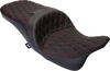DRAG SPECIALTIES Freedom Seat - Vinyl - Double Diamond Red Stitch - FLH '09-'23 0801-1484