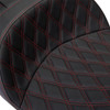  DRAG SPECIALTIES Freedom Seat - Vinyl - Double Diamond Red Stitch - FLH '09-'23 0801-1484 