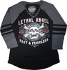  LETHAL THREAT Women's Fast & Fearless Raglan Sleeve Shirt - Black/Gray - XL LA70203XL 