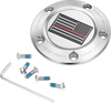 FIGURATI DESIGNS Timing Cover - 5 Hole - Red Line American Flag - Stainless Steel FD73-TC-5H-SS
