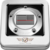 FIGURATI DESIGNS Timing Cover - 5 Hole - Red Line American Flag - Stainless Steel FD73-TC-5H-SS