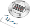  FIGURATI DESIGNS Timing Cover - 5 Hole - Red Line American Flag - Stainless Steel FD73-TC-5H-SS 