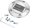 FIGURATI DESIGNS Timing Cover - 5 Hole - Blue Line American Flag - Stainless Steel FD70-TC-5H-SS