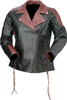 Z1R Women's Combiner Leather Jacket - Black/Red - Medium 2813-1011 