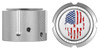  FIGURATI DESIGNS Axle Nut Cover - Front - Stainless Steel - Red/White/Blue Flag Skull - Silver FD24-FAC-SS 