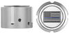 FIGURATI DESIGNS Axle Nut Cover - Front - Stainless Steel - Blue Line Flag - Silver FD70-FAC-SS