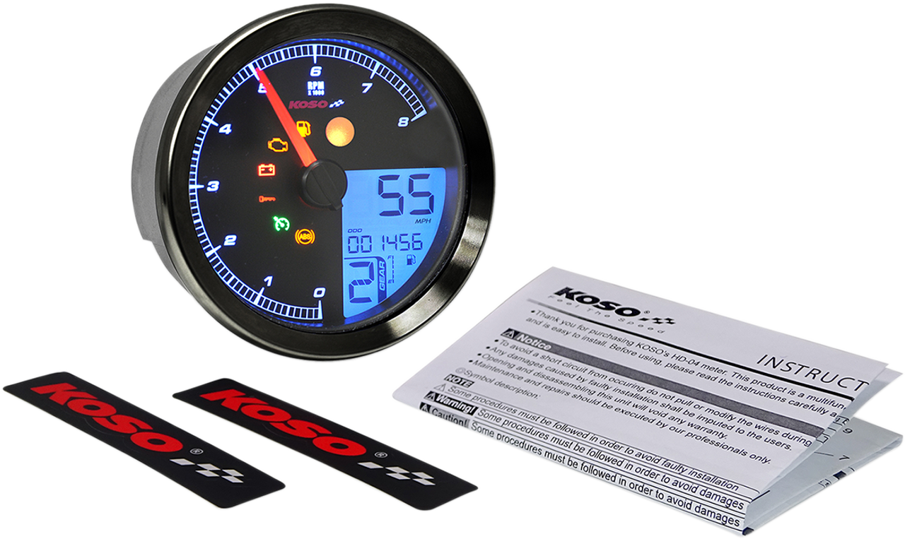 Koso North America Multi Function Speedometer/Tachometer Hd-04 Black  Ba051211 - J J Motorsports