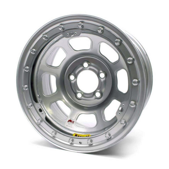 15X8 IMCA B/Lock Wheel D-Hole Silver 5x5 BAS58D53ISLK