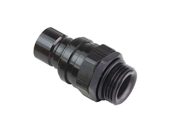 Q/R #6 Male O-Ring Boss Plug Valved Black JFT22106