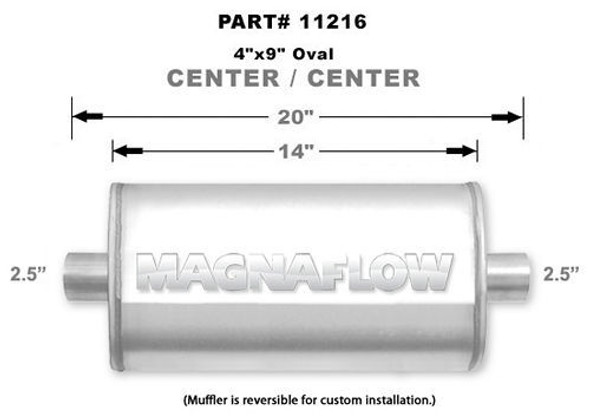 Stainless Muffler 2.5in Center In/Out MAG11216