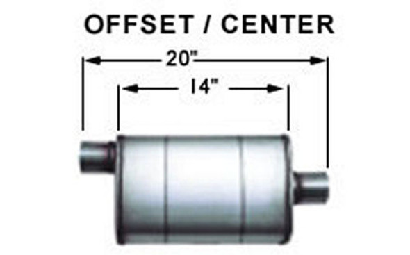 Stainless Muffler 3in Center In / Offset Out MAG13219