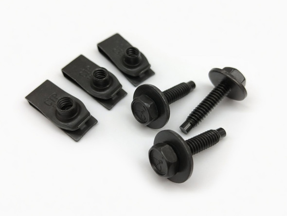 Black Racing Mud and Wheel Cover Fastener Kit - Durable Clips and Bolts for 15-Inch Wheel Covers