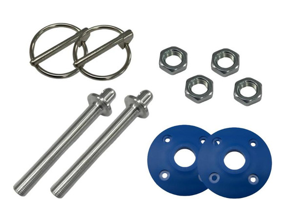 Hood Pin Kit w/ Flanged Hood Pin - Blue Scuff Plates - Clips - Nuts