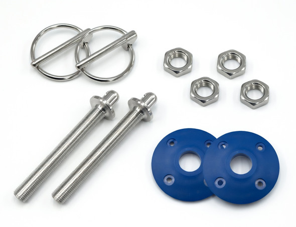 Hood Pin Kit w/ Flanged Hood Pin - Blue Scuff Plates - Clips - Nuts