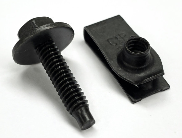 Steel Long Body Bolts 1/4-20 x 1-3/16" with Clips - Black Oxide Finish