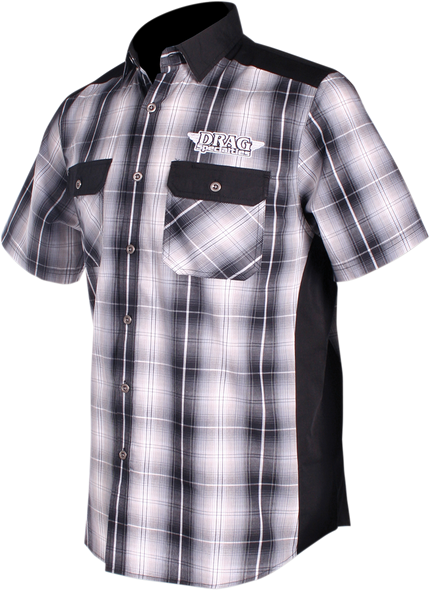 THROTTLE THREADS Drag Specialties Flannel Shirt - Black/White - 4XL DRG28S97GYB4R